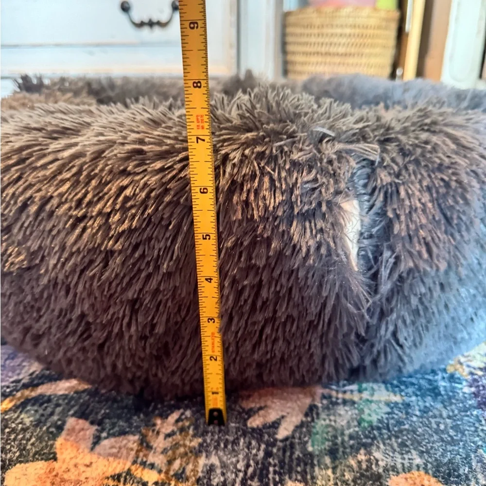 Cozy Fuzzy Gray Dog Bed